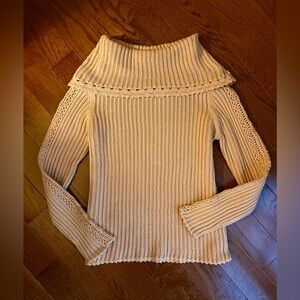 Cowl Neck Tan Knit Sweater